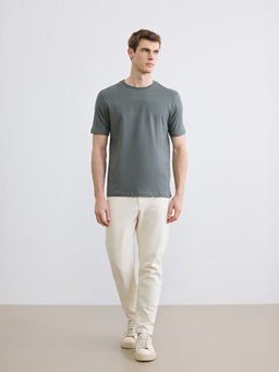 Bisiklet Yaka Bask?l? Penye Erkek Ti??rt