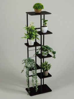 Подставка для цветов Greengo, 7 полок, 36×23×120 см, напольная, каркас металл, полки МДФ, чёрная