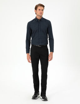Siyah Slim Fit Basic Kanvas Pantolon