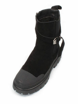 04-296-1M BLACK Ботинки зимние женские (натуральная замша, шерсть)