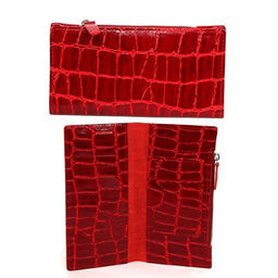 Портмоне женское Croco-ПР-1052 натуральная кожа 3 отд, 5 карм, красный скат (74) 262764
