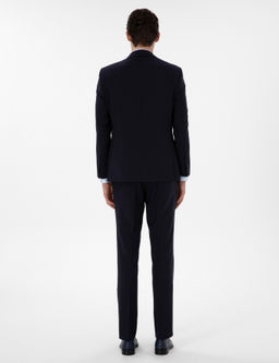 Lacivert Slim Fit Y_n Tak_m Elbise
