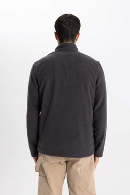 Флисовый кардиган стандартного кроя с воротником-стойкой - Defacto фото 6