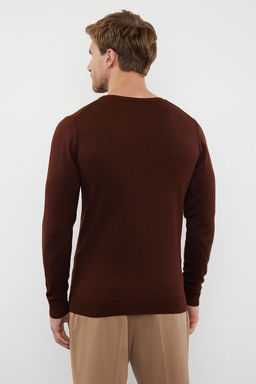 TRENDYOL MAN Kahverengi Slim Dar Kesim Bisiklet Yaka Dokulu Triko Kazak TMNAW25KZ00038 - Trendyolmilla фото 5