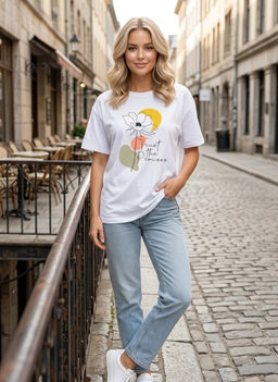 K13546 Футболка OVER SIZE (хлопок) БЕЛЫЙ