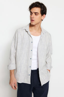 Mavi Regular Fit %100 Pamuk Keten Gorunumlu Gomlek TMNSS23GO00111