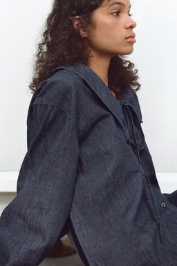 DENIM PETER PAN COLLAR SHIRT - Zara фото 4