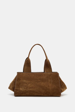 LEATHER SPLIT SUEDE DOUBLE HANDLE BAG - Zara фото 11