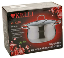 Кастрюля нерж. 3,0 л "Kelli", арт. KL-4258