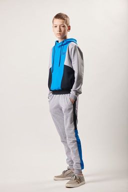 Спортивный костюм М-1115: Серый меланж / Синий / Ярко-синий