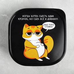 Цена за 2 шт. Ланч - бокс квадратный «Кот», 700 мл