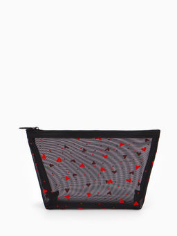 Косметичка дор Сердца, сетка 17*6,5*13,5, отд на молнии, черный