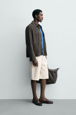 CAZADORA PIEL ANTE / Gris - Zara фото 4