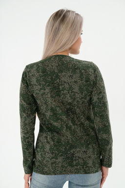 Футболка женская длинный рукав из кулирки цифра зеленый макси