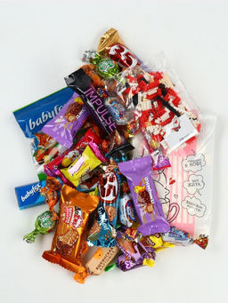 Сладкий детский новогодний подарок Лошадь: набор конфет 500 гр. с пиксельным конструктором в коробке