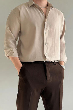 Ta_ Modal Yumu_ak Dokulu Normal Kal_p/Regular Fit Yazl_k Dokuma Erkek G_mlek TMNSS26GO00040
