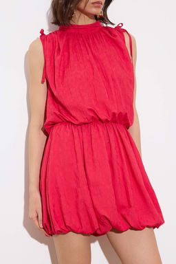 Limited Edition Fusya Balon Etek Detayl? K?sa / Mini Dokuma Elbise TWOSS26EL00139