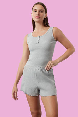 Trendyolmilla Ind?go Dugme Detayl? Fitilli Sortlu Orme Pijama Tak?m? THMSS23PT00179 фото 15