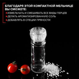 Мельница для специй, многоразовая, 115 мл (45-80 гр), цвет прозрачный - Simaland фото 3