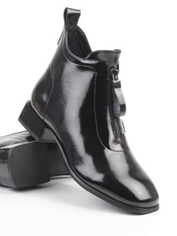 01-M43-17 BLACK Ботинки демисезонные женские (натуральная кожа)