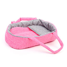 Коляска зима-лето для кукол, металл. с сумкой-переноской, с корзиной, цвет серо-розовый