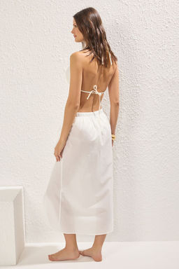 TRENDYOLMILLA Ekru Midi Dokuma F?rf?rl? %100 Pamuk Plaj Etek TBESS25ET00010 фото 5