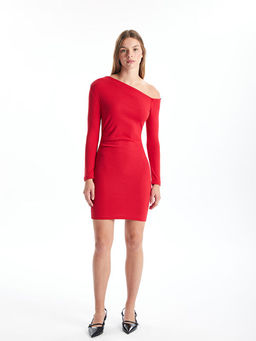 Kay?k Yaka Kad?n Mini Elbise