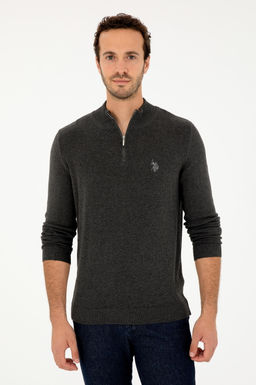 Свитер мужской U.S. Polo Assn хлопок антрацитовый меланж  фото 3