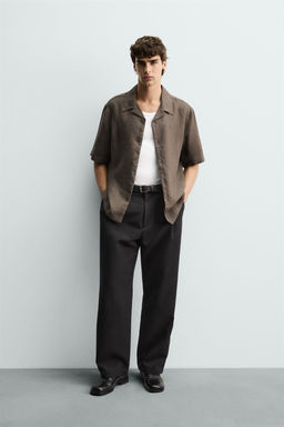 CAMISA RELAXED FIT 100% LINO / Marr?n / Topo