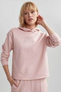 DeFactoFit Standart Fit Kapusonlu Skuba Dalg?c Sporcu Basic Sweatshirt