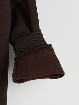 Bisiklet Yaka Ay? Teddy Bask?l? Erkek ?ocuk Kal?n Sweatshirt