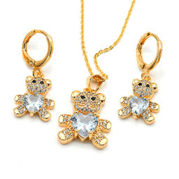 Подвеска и серьги "Мишка с сердцем"