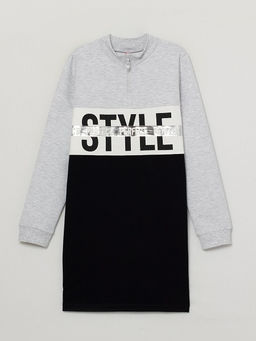 CRB wear/CWJG 62936-11-296 Платье для девочки, светло-серый меланж-черный/Ex.Cherubino  фото 6