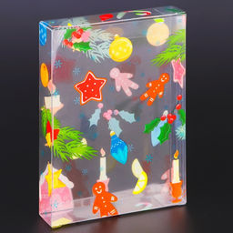 Цена за 5 шт. Коробка подарочная новогодняя складная ПВХ Новогоднее настроение 11?8?2 см