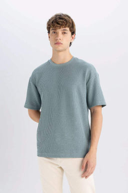 Футболка свободного покроя с круглым вырезом и короткими рукавами - Defacto фото 4