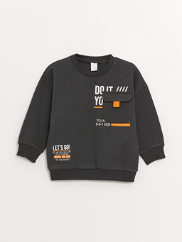 Bisiklet Yaka Bask?l? Uzun Kollu Erkek Bebek Sweatshirt ve E?ofman Alt? 2li Tak?m - Waikiki фото 2