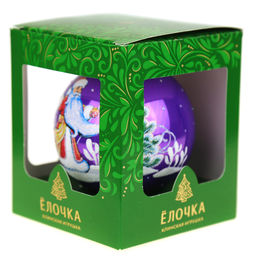 Елочная игрушка шар стеклянная Дед Трескун д9,5см, ручная художественная роспись, подарочная упаковка (Россия) - Домашняя Мода фото 6