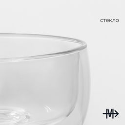Пиала с двойнми стенками Magistro «Дуо», 300 мл, 11.5×6 см, стекло, прозрачная