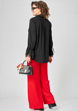 Блуза EVA GRANT 5002 черный с кружевом