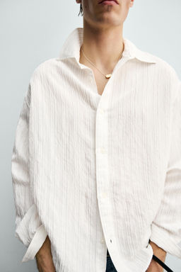 CAMISA RELAXED FIT ESTRUCTURA RAYA / Blanco - Zara фото 5