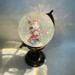 Новогодний декор Ночник стекло - Глобус с Дедом Морозом 25 см (арт. 8913A)