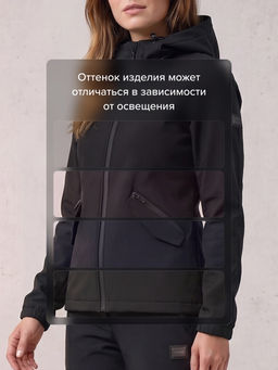 Женский костюм из софтшелла с флисом и мембраной утепленный черного цвета 09612Ch