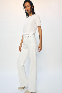 JEANS ZW COLLECTION FLARE TIRO ALTO / Blanco - Zara фото 2