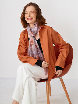 Большой, мягкий, тонкий и очень нежный двусторонний палантин с рисунком в стиле арт-деко - Tantino фото 5