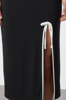 Siyah Maxi Renk Bloklu Fiyonk Detayl? Fitted Orme Elbise TWOAW25EL00526 - Trendyolmilla фото 3