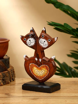 Сувенир «Кошачья парочка», 8×5×15 см, дерево, коричневый