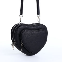 Сумка женская кросс-боди на молнии, в форме сердца, 20×5×16 см, чёрная