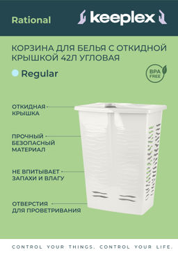 Корзина для белья Keeplex Regular с откидной крышкой 42л 39,8х29,9х53,7см KL1707