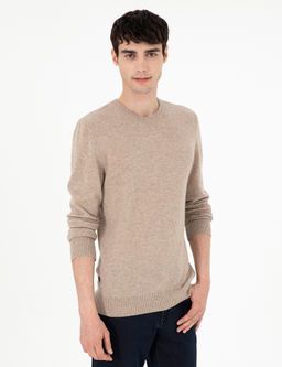 Vizon Melanj Slim Fit Bisiklet Yaka Ka_mir Triko Kazak
