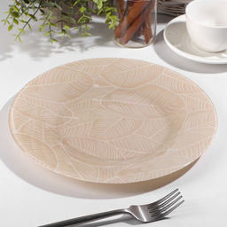 Тарелка стеклянная «Ливс», d=26 см, цвет бежевый